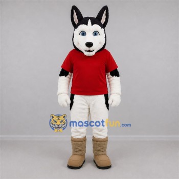 Custom Black and White Husky Dog Mascot Costume Adult Full Body Suit for School Events Custom Black and White Husky Dog Mascot Costume Adult Full Body Suit for School Events