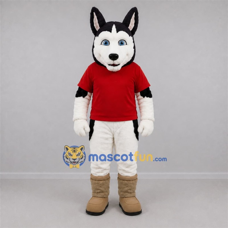 Custom Black and White Husky Dog Mascot Costume Adult Full Body Suit for School Events Custom Black and White Husky Dog Mascot Costume Adult Full Body Suit for School Events