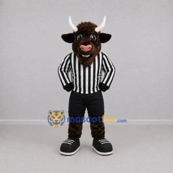 Custom Brown and White Referee Bull Mascot Costume Adult Full Body Suit for Sports Events Custom Brown and White Referee Bull Mascot Costume Adult Full Body Suit for Sports Events
