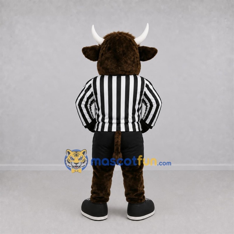 Custom Brown and White Referee Bull Mascot Costume Adult Full Body Suit for Sports Events Custom Brown and White Referee Bull Mascot Costume Adult Full Body Suit for Sports Events