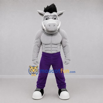 Custom Gray and Purple Horse Mascot Costume Adult Full Body Suit for Sports Events