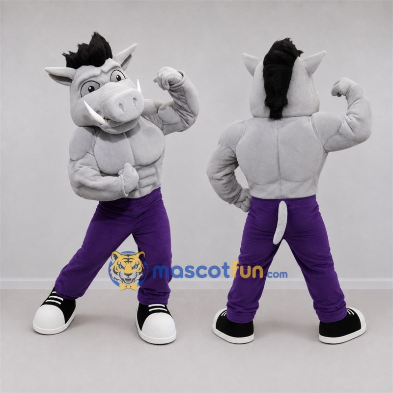 Custom Gray and Purple Horse Mascot Costume Adult Full Body Suit for Sports Events Custom Gray and Purple Horse Mascot Costume Adult Full Body Suit for Sports Events
