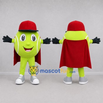 Custom Green and Red Tennis Ball Mascot Costume Adult Full Body Suit for Tennis Events
