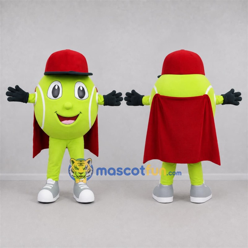 Custom Green and Red Tennis Ball Mascot Costume Adult Full Body Suit for Tennis Events Custom Green and Red Tennis Ball Mascot Costume Adult Full Body Suit for Tennis Events
