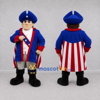 Custom Blue and Red Patriot Mascot Costume Adult Full Body Suit for Patriotic Events