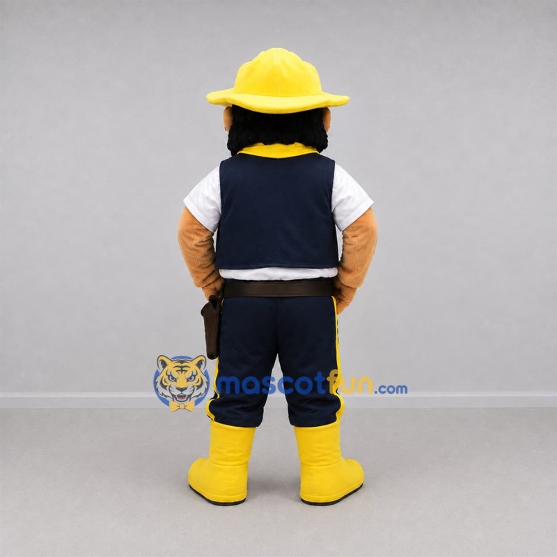 Custom Yellow and Navy Blue Cowboy Mascot Costume Adult Full Body Suit for Western Events Custom Yellow and Navy Blue Cowboy Mascot Costume Adult Full Body Suit for Western Events