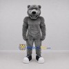 Custom Gray Bear Mascot Costume Adult Full Body Suit for Sports Events