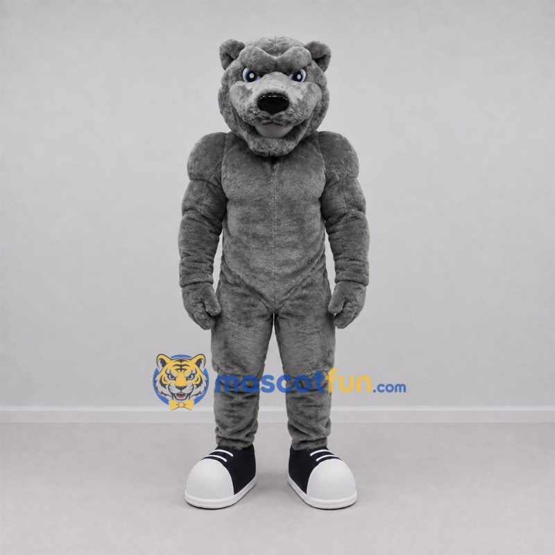 Custom Gray Bear Mascot Costume Adult Full Body Suit for Sports Events