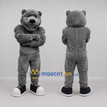 Custom Gray Bear Mascot Costume Adult Full Body Suit for Sports Events