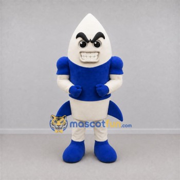 Custom White and Blue Rocket Mascot Costume Adult Full Body Suit for Space Events Custom White and Blue Rocket Mascot Costume Adult Full Body Suit for Space Events