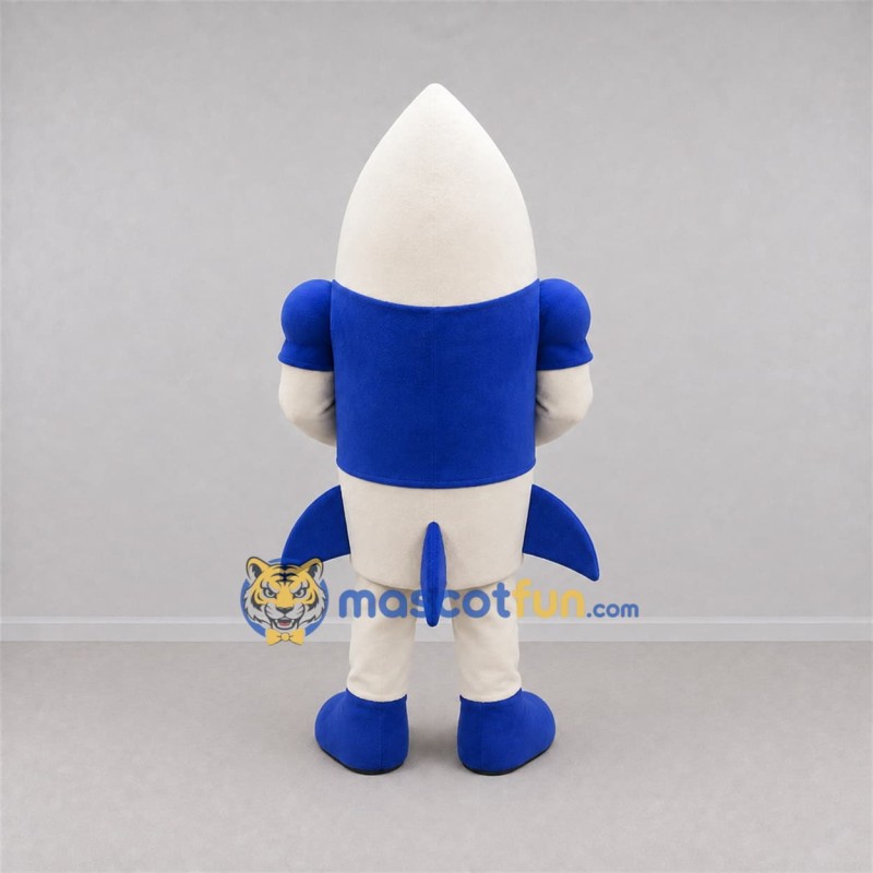 Custom White and Blue Rocket Mascot Costume Adult Full Body Suit for Space Events Custom White and Blue Rocket Mascot Costume Adult Full Body Suit for Space Events