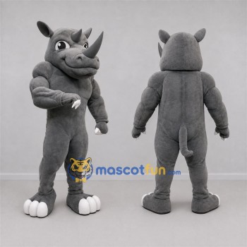 Custom Gray Rhinoceros Mascot Costume Adult Full Body Suit for Wildlife Events