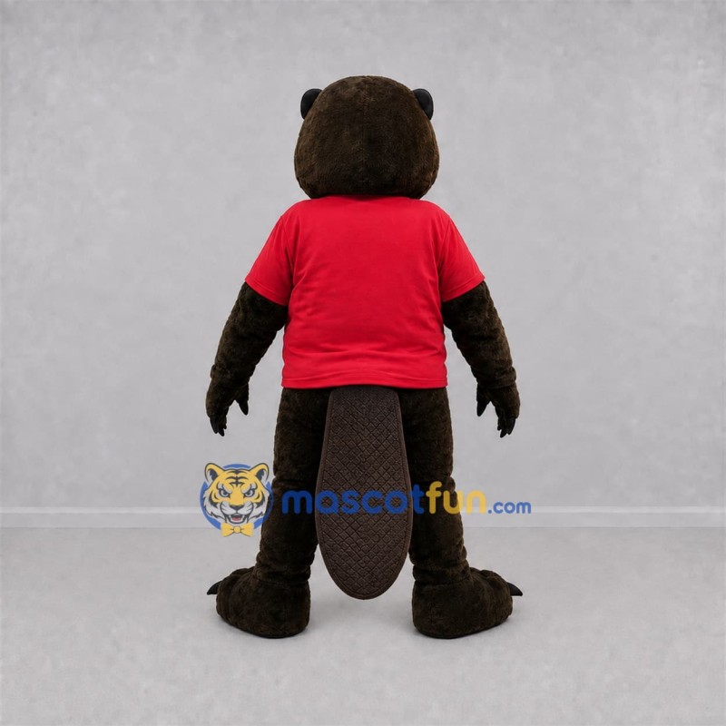 Custom Brown and Red Beaver Mascot Costume Adult Full Body Suit for Wildlife Events Custom Brown and Red Beaver Mascot Costume Adult Full Body Suit for Wildlife Events