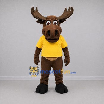 Custom Brown and Yellow Moose Mascot Costume Adult Full Body Suit for Wildlife Events