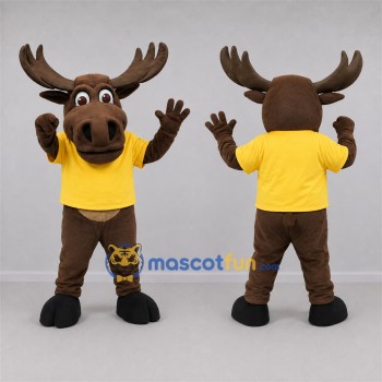 Custom Brown and Yellow Moose Mascot Costume Adult Full Body Suit for Wildlife Events