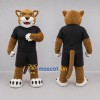 Custom Tan and Black Cougar Mascot Costume Adult Full Body Suit for Sports Events