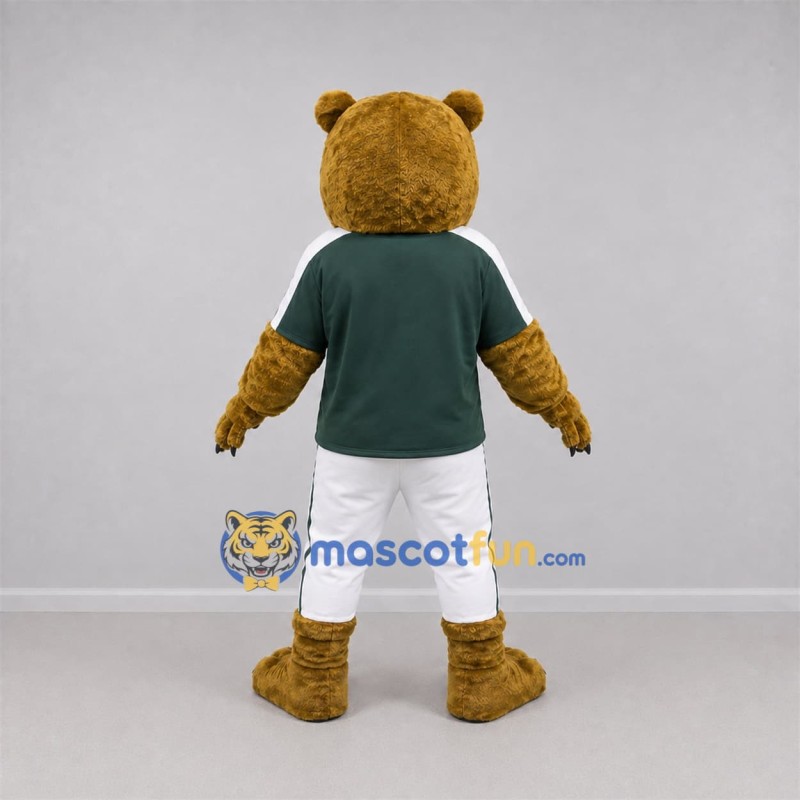 Custom Brown and Green Bear Mascot Costume Adult Full Body Suit for Sports Events Custom Brown and Green Bear Mascot Costume Adult Full Body Suit for Sports Events