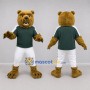 Custom Brown and Green Bear Mascot Costume Adult Full Body Suit for Sports Events