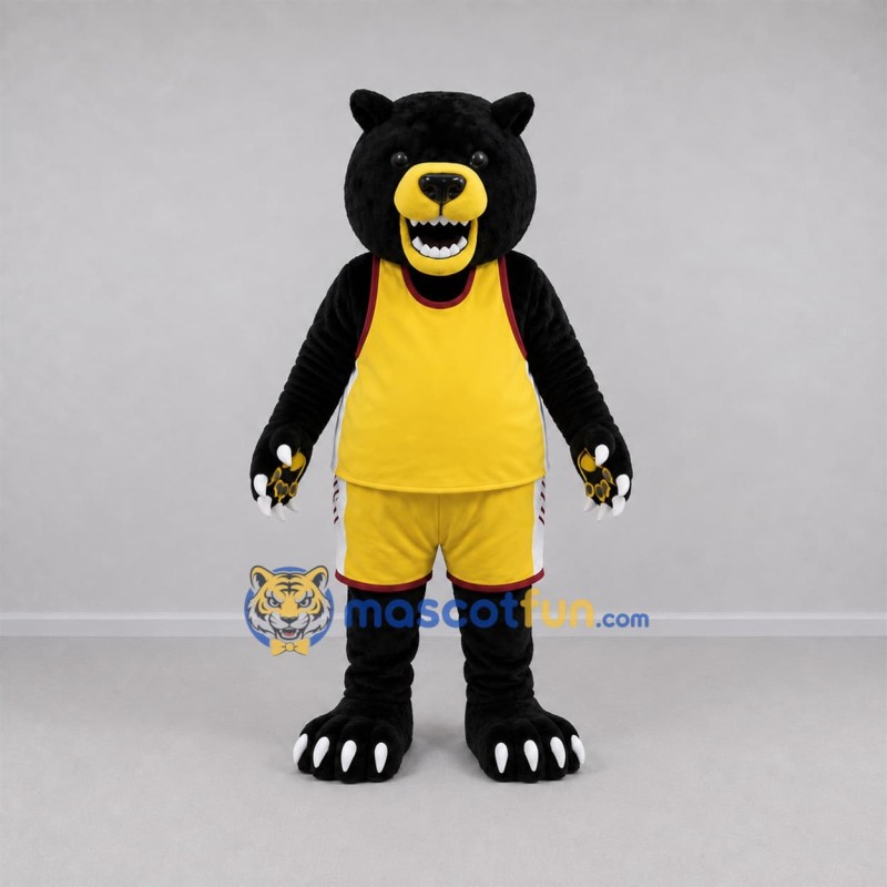 Custom Black and Yellow Bear Mascot Costume Adult Full Body Suit for Sports Events Custom Black and Yellow Bear Mascot Costume Adult Full Body Suit for Sports Events