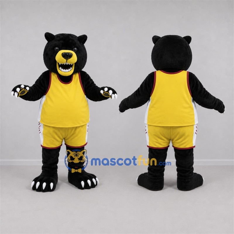 Custom Black and Yellow Bear Mascot Costume Adult Full Body Suit for Sports Events Custom Black and Yellow Bear Mascot Costume Adult Full Body Suit for Sports Events