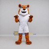 Custom Orange and White Leopard Mascot Costume Adult Full Body Suit for Sports Events Custom Orange and White Leopard Mascot Costume Adult Full Body Suit for Sports Events