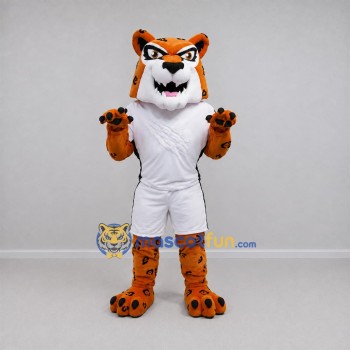 Custom Orange and White Leopard Mascot Costume Adult Full Body Suit for Sports Events