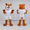 Custom Orange and White Leopard Mascot Costume Adult Full Body Suit for Sports Events Custom Orange and White Leopard Mascot Costume Adult Full Body Suit for Sports Events