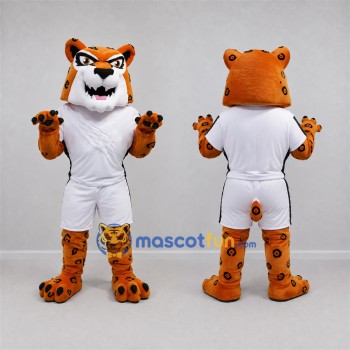 Custom Orange and White Leopard Mascot Costume Adult Full Body Suit for Sports Events