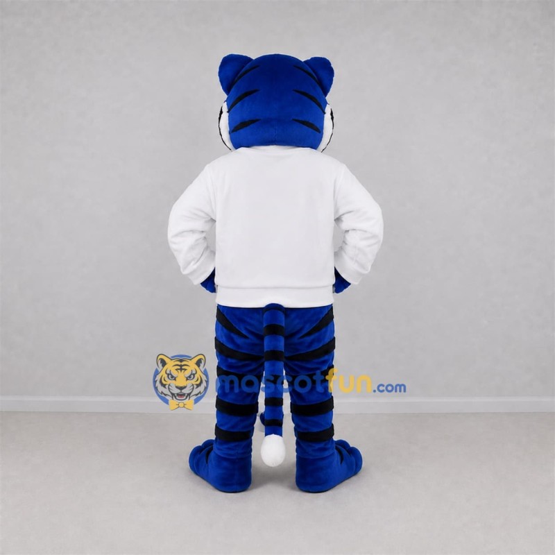 Custom Blue and White Tiger Mascot Costume Adult Full Body Suit for Sports Events Custom Blue and White Tiger Mascot Costume Adult Full Body Suit for Sports Events