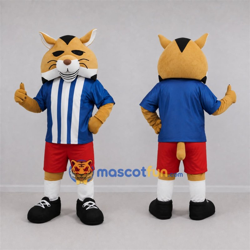 Custom Yellow and Blue Cat Mascot Costume Adult Full Body Suit for Sports Events Custom Yellow and Blue Cat Mascot Costume Adult Full Body Suit for Sports Events