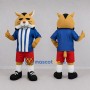 Custom Yellow and Blue Cat Mascot Costume Adult Full Body Suit for Sports Events