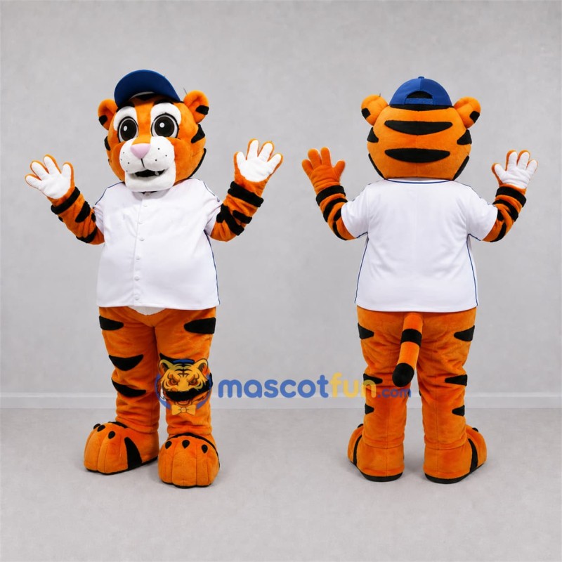 Custom Orange and White Tiger Mascot Costume Adult Full Body Suit for Baseball Games Custom Orange and White Tiger Mascot Costume Adult Full Body Suit for Baseball Games