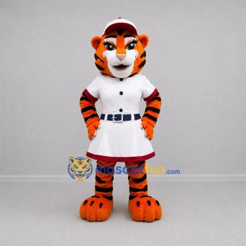 Custom Orange and White Tiger Mascot Costume Adult Full Body Suit for Baseball Games Custom Orange and White Tiger Mascot Costume Adult Full Body Suit for Baseball Games