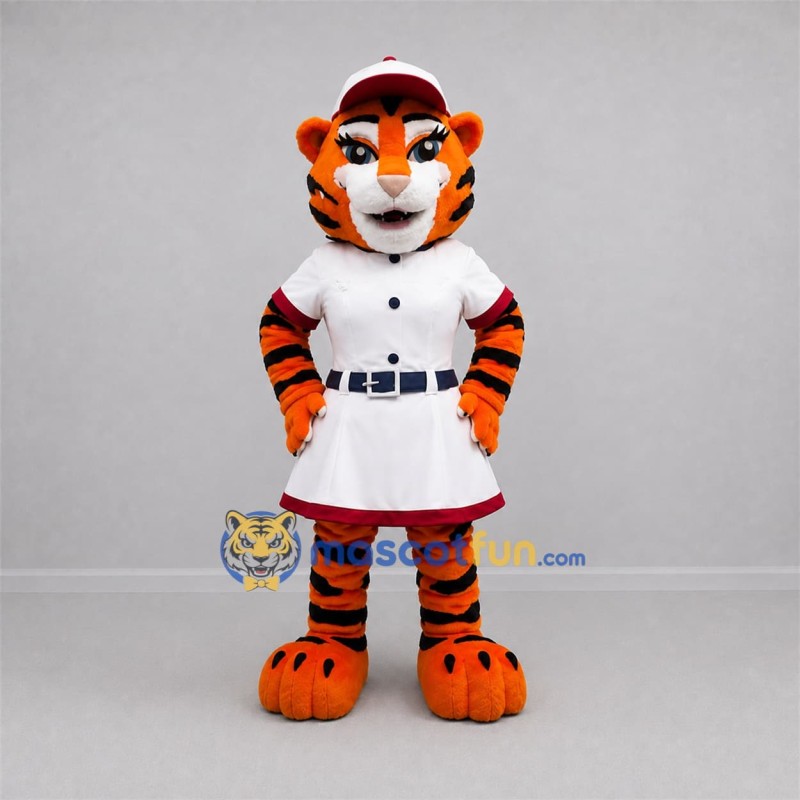 Custom Orange and White Tiger Mascot Costume Adult Full Body Suit for Baseball Games Custom Orange and White Tiger Mascot Costume Adult Full Body Suit for Baseball Games