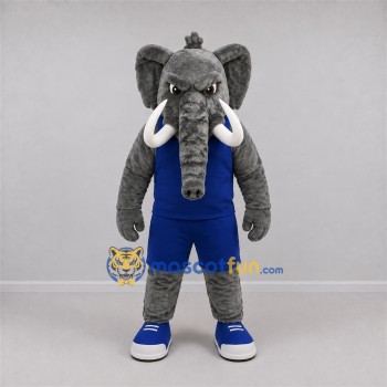 Custom Gray and Blue Elephant Mascot Costume Adult Full Body Suit for Sports Events