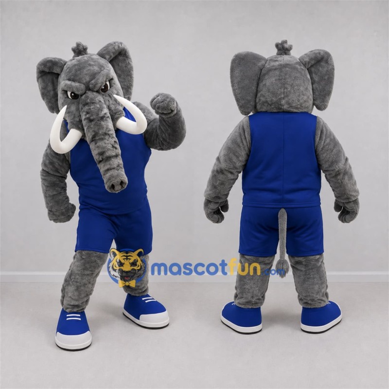 Custom Gray and Blue Elephant Mascot Costume Adult Full Body Suit for Sports Events Custom Gray and Blue Elephant Mascot Costume Adult Full Body Suit for Sports Events