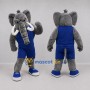 Custom Gray and Blue Elephant Mascot Costume Adult Full Body Suit for Sports Events