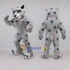 Custom White and Teal Leopard Mascot Costume Adult Full Body Suit for Sports Events