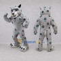 Custom White and Teal Leopard Mascot Costume Adult Full Body Suit for Sports Events