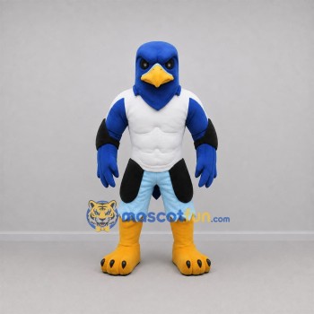 Custom Blue and White Bird Mascot Costume Adult Full Body Suit for Sports Events