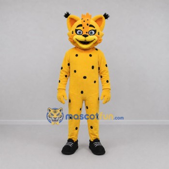 Custom Yellow and Black Lynx Mascot Costume Adult Full Body Suit for Wildlife Events Custom Yellow and Black Lynx Mascot Costume Adult Full Body Suit for Wildlife Events