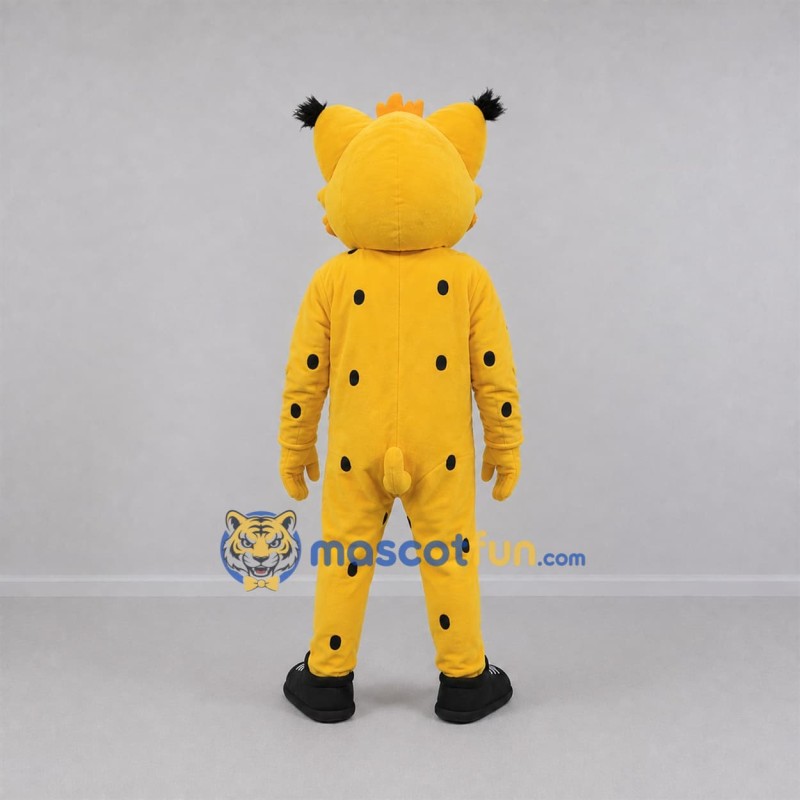 Custom Yellow and Black Lynx Mascot Costume Adult Full Body Suit for Wildlife Events Custom Yellow and Black Lynx Mascot Costume Adult Full Body Suit for Wildlife Events