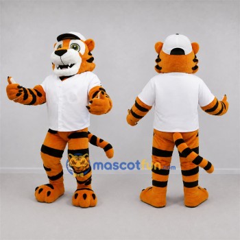 Custom Orange and White Tiger Mascot Costume Adult Full Body Suit for Baseball Games