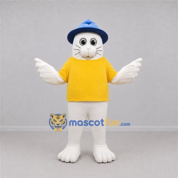 Custom White and Yellow Seal Mascot Costume Adult Full Body Suit for Marine Events Custom White and Yellow Seal Mascot Costume Adult Full Body Suit for Marine Events