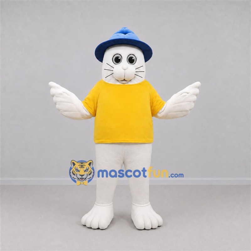 Custom White and Yellow Seal Mascot Costume Adult Full Body Suit for Marine Events Custom White and Yellow Seal Mascot Costume Adult Full Body Suit for Marine Events