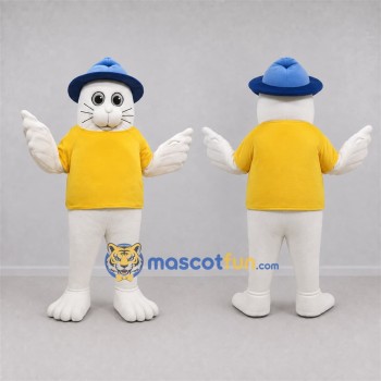 Custom White and Yellow Seal Mascot Costume Adult Full Body Suit for Marine Events