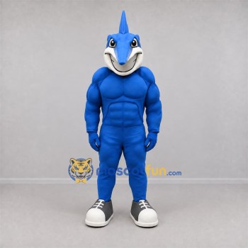 Custom Blue and White Swordfish Mascot Costume Adult Full Body Suit for Marine Events Custom Blue and White Swordfish Mascot Costume Adult Full Body Suit for Marine Events