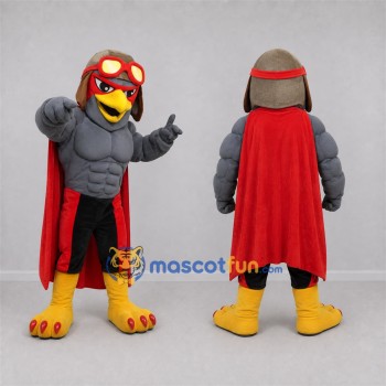 Custom Gray and Red Aviator Bird Mascot Costume Adult Full Body Suit for Aviation Events