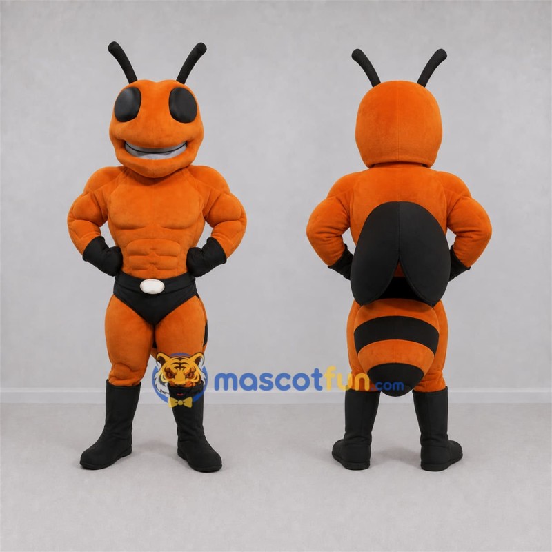 Custom Orange and Black Wasp Mascot Costume Adult Full Body Suit for Sports Events Custom Orange and Black Wasp Mascot Costume Adult Full Body Suit for Sports Events