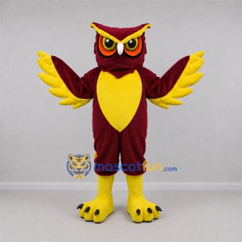 Custom Burgundy and Yellow Owl Mascot Costume Adult Full Body Suit for School Events Custom Burgundy and Yellow Owl Mascot Costume Adult Full Body Suit for School Events